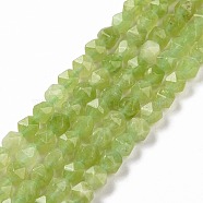 Natural Quartz Beads Strands, Faceted Polygon, Dyed & Heated, Yellow Green, 7.5~8x8x8mm, Hole: 1.2mm, about 48pcs/strand, 15.35 inch(39cm)(G-G990-B03-D)