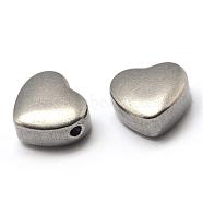 304 Stainless Steel Beads, Heart, Stainless Steel Color, 10x11.5x5.5mm, Hole: 1.5mm(STAS-T001-23)