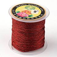 Round Metallic Thread, Embroidery Thread, 3-Ply, Dark Red, 0.4mm, about 164.04 yards(150m)/roll(MCOR-L001-0.4mm-03)