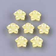 Opaque AS Plastic Shank Buttons, Pearlized, Flower, Yellow, 16.5x17x9mm, Hole: 3mm, about 1150pcs/500g(MACR-S365-08H)