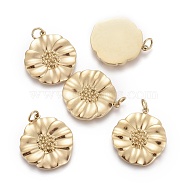 Ion Plating(IP) 304 Stainless Steel Pendants, with Jump Ring, Flower, Golden, 22x20x2.5mm, Hole: 3.4mm(X-STAS-F256-029G)