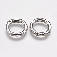304 Stainless Steel Spring Gate Rings, O Rings, Ring, Stainless Steel Color, 9 Gauge, 17.5x3mm, Inner Diameter: 12mm(X-STAS-K171-50P)