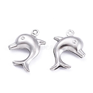 Dolphin 304 Stainless Steel Pendants, Stainless Steel Color, 21x16x4mm, Hole: 1mm(STAS-I045-29)