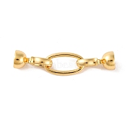 Brass Fold Over Clasps, Oval, Real 18K Gold Plated, 40mm, Hole: 5.5mm(KK-U016-21G)