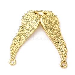 Eco-Friendly Brass Pendants, with Jump Ring, Lead Free & Cadmium Free, Angel Wings Charm, Real 18K Gold Plated, 25x27x1.5mm, Hole: 1.5mm(KK-M246-09G)