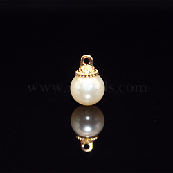 Imitation Pearl Pendant with Alloy Findings, Light Gold, Bubble Pattern, 8mm(OHAR-PW0003-122A-01)