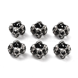 316 Surgical Stainless Steel Beads, Large Hole Beads, Skull, Antique Silver, 12x12x8.6mm, Hole: 6mm(STAS-K276-09C-AS)