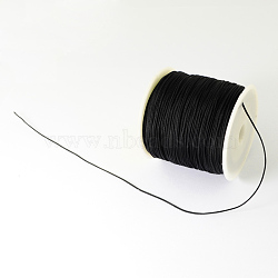 Fil de nylon tressé, cordon de nouage chinois cordon de perles pour la fabrication de bijoux en perles, noir, 0.5mm, environ 150 yards / rouleau(NWIR-R006-0.5mm-900)