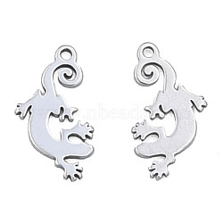 201 Stainless Steel Pendants, Halloween Style, Gecko, Stainless Steel Color, 15.5x9x1mm, Hole: 1.2mm(X-STAS-N098-088P)