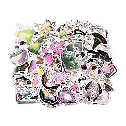 100Pcs Paper Stickers, for DIY Scrapbooking, Journal Decoration, Witch, Colorful, 55~85x27~65x0.1mm, about 100Pcs/Bag(DIY-M055-01)