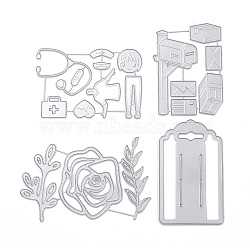 Carbon Steel Cutting Dies Stencils, for DIY Scrapbooking, Photo Album, Decorative Embossing Paper Card, Matte Platinum Color, Mixed Shapes, 70~101x61~124x0.7~0.8mm, 4pcs/set(DIY-XCP0002-53MP-07)