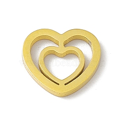 304 Stainless Steel Linking Rings, Mirror Finish, Double Heart, Golden, 9x10x1mm(STAS-G297-06G)