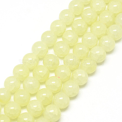 Baking Paint Crackle Glass Beads Strands, Round, Beige,8mm, Hole: 1.3~1.6mm, about 100pcs/strand, 31.4 inch(X-DGLA-Q023-8mm-YS3)