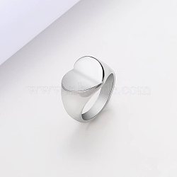 Heart 201 Stainless Steel Finger Rings, Stainless Steel Color, US Size 9(18.9mm)(FS-WG1ADC4-12)