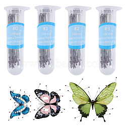 4 Styles 201 Stainless Steel Insect Pins, Specimen Needles, with Plastic Bottles, Stainless Steel Color, 37.5x1.5mm, Pin: 0.25~0.4mm(FIND-GL0002-15)