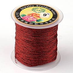 Round Metallic Thread, Embroidery Thread, 3-Ply, Dark Red, 0.4mm, about 164.04 yards(150m)/roll(MCOR-L001-0.4mm-03)