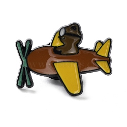 Bear Vehicle Enamel Pin, Alloy Brooch for Backpack Clothes, Chocolate, 21x28x2mm(JEWB-P033-03C)