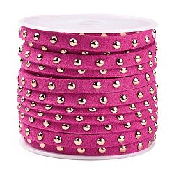 Faux Suede Cord, with Golden Tone Alloy Rivet, For Punk Rock Jewelry Making, Cerise, 5x2.5mm, about 5.46 yards(5m)/roll(LW-Q016-5mm-1045)