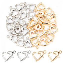 30Pcs 2 Colors Rack Plating Brass Lobster Claw Clasps, Long-Lasting Plated, Heart, Platinum & Real 18K Gold Plated, 9x12x3.2mm, Hole: 1.1mm, 15pcs/color(KK-AR0003-93)