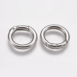 304 Stainless Steel Spring Gate Rings, O Rings, Ring, Stainless Steel Color, 9 Gauge, 17.5x3mm, Inner Diameter: 12mm(X-STAS-K171-50P)