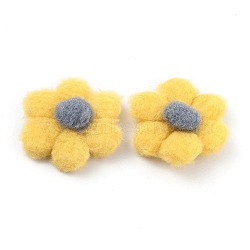Plush Accessories, with Six Petal Flower, for DIY Woolen Gloves and Hair Accessories, Gold, 5.6x5.2x1cm(DIY-C002-01E)