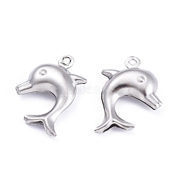 Tarnish Resistant Dolphin 304 Stainless Steel Pendants, Stainless Steel Color, 21x16x4mm, Hole: 1mm(STAS-I045-29)