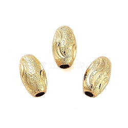 Texture Brass Beads, Cadmium Free & Lead Free, Matte Gold Color, Oval, 10x6mm, Hole: 2mm(KK-S379-02G-E)