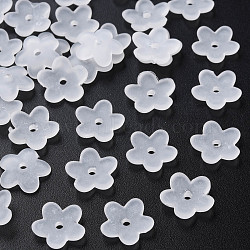 Transparent Acrylic Beads, Frosted, Flower, White, 12.5x13x2.5mm, Hole: 1.8mm, about 2439pcs/500g(MACR-S373-118-D01)