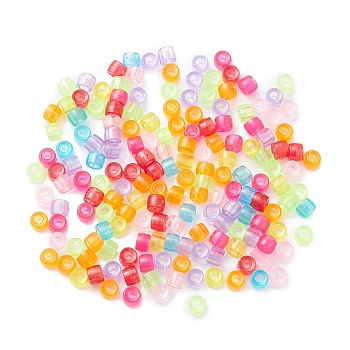 Transparent Plastic Beads, Barrel, Mixed Color, 6.3x4.5mm, Hole: 2.7mm, about 4500pcs/500g