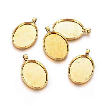 Alloy Pendant Cabochon Settings, Plain Edge Bezel Cups, Cadmium Free & Lead Free, Oval, Antique Golden, 38.5x24.5x5.5mm, Hole: 5.5x3.5mm, Tray: 29x21.5mm