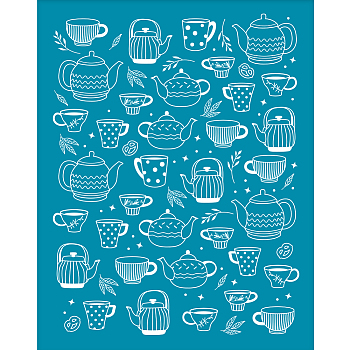 Silk Screen Printing Stencil, for Painting on Wood, DIY Decoration T-Shirt Fabric, Teapot Pattern, 100x127mm