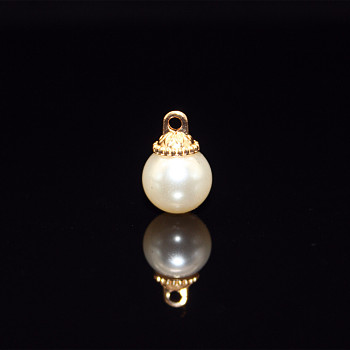 Imitation Pearl Pendant with Alloy Findings, Light Gold, Bubble Pattern, 8mm