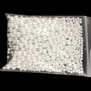 Opaque Resin Imitation Pearl Beads, No Hole, Round, White, 2.5~5mm, about 500pcs/bag