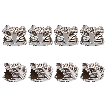 8Pcs 304 Stainless Steel European Beads, Large Hole Beads, Fox, Antique Bronze, 10x9x7.5mm, Hole: 4mm