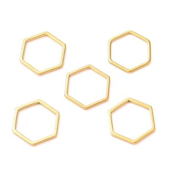 201 Stainless Steel Linking Rings, Hexagon, Golden, 13.5x12x1mm