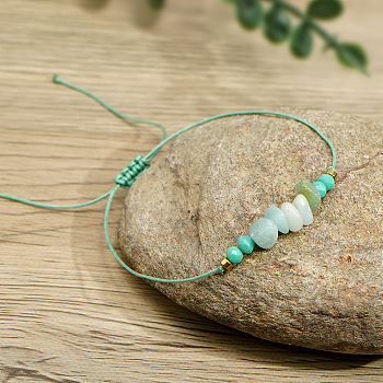 Bohemian Style Natural Green Aventurine Chips Braided Bead Bracelets for Women Men