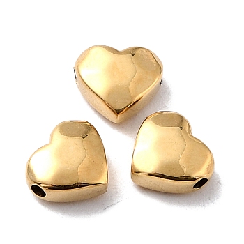 Ion Plating(IP) 316 Surgical Stainless Steel Beads, Heart, Golden, 7x8x3.5mm, Hole: 1.2mm