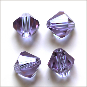 Imitation Austrian Crystal Beads, Grade AAA, Faceted, Bicone, Medium Purple, 10x9~10mm, Hole: 0.9~1.6mm