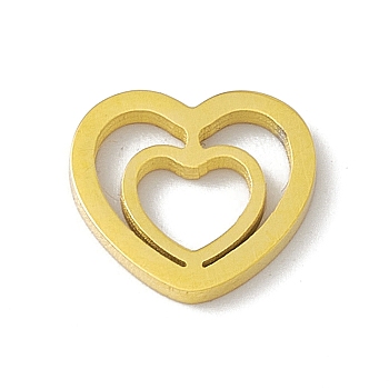 304 Stainless Steel Linking Rings, Mirror Finish, Double Heart, Golden, 9x10x1mm