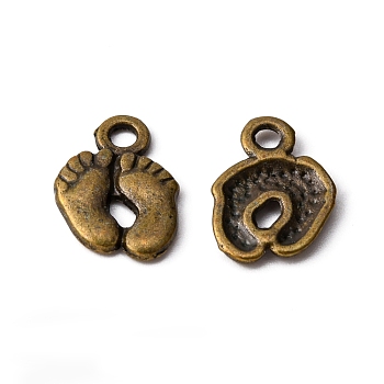 Tibetan Style Alloy Charms, Foot Print, Cadmium Free & Lead Free, Antique Bronze, 14x10x2mm, Hole: 2mm