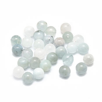 Natural Aquamarine Beads, Round, 6mm, Hole: 0.8mm
