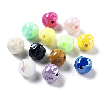 Opaque Acrylic Beads, Irregular Round, Mixed Color, 15.5x16x15.5mm, Hole: 2.8mm