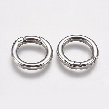 304 Stainless Steel Spring Gate Rings, O Rings, Ring, Stainless Steel Color, 9 Gauge, 17.5x3mm, Inner Diameter: 12mm
