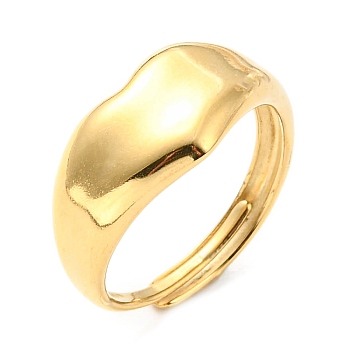 Adjustable 304 Stainless Steel Heart Ring for Women, Real 14K Gold Plated, US Size 7 1/4(17.5mm)