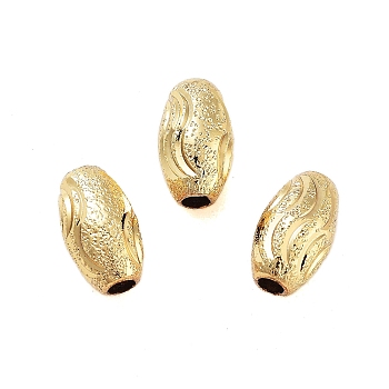 Texture Brass Beads, Cadmium Free & Lead Free, Matte Gold Color, Oval, 10x6mm, Hole: 2mm