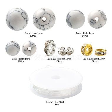 96 pièces kit de perles rondes en howlite synthétique pour la fabrication de bijoux à bricoler soi-même(DIY-FS0002-02)-3