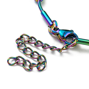 placage ionique (ip) 304 bracelet à chaîne serpent ronde en acier inoxydable avec perles ovales(BJEW-E088-03RC)-3