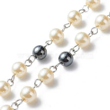 Synthetic Hematite & Glass Rosary Bead Necklaces for Women(NJEW-JN03992)-6