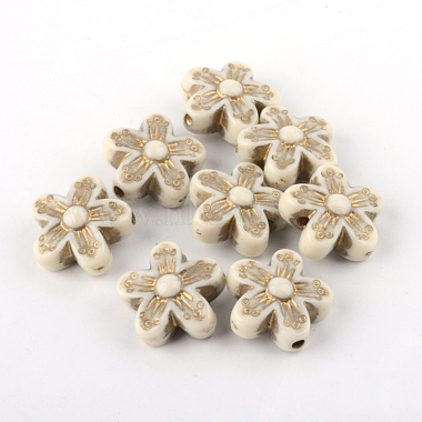 16mm Beige Flower Acrylic Beads