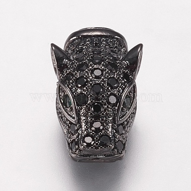 17mm Black Leopard Brass+Cubic Zirconia Beads